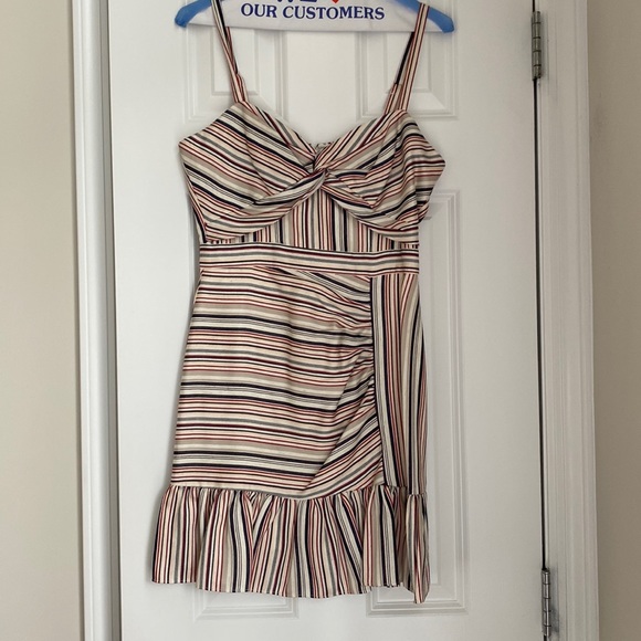 Parker Short Linen Striped Dress - Picture 1 of 9